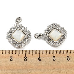 Brass Pave Shell Pendants&nbsp;KK-G490-39P