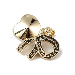Real 18K Gold Plated Rack Plating Brass Micro Pave Clear Cubic Zirconia Pendants&nbsp;KK-C015-26G