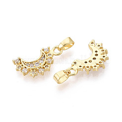Brass Micro Pave Clear Cubic Zirconia Pendants&nbsp;KK-N259-12G