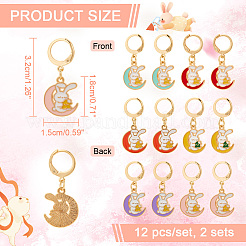 Alloy Enamel Rabbit & Moon Pendant Locking Stitch Markers&nbsp;HJEW-AB00027