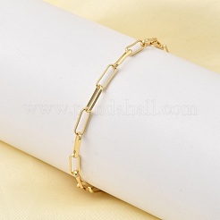 Brass Link Paperclip Chains Bracelet for Women&nbsp;BJEW-A065-03G