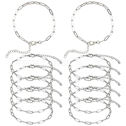 12Pcs 304 Stainless Steel Paperclip Chains Bracelets for Men Women&nbsp;BJEW-SC0001-63P