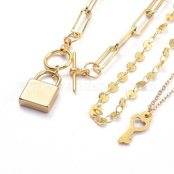 Pendant & Paperclip Chain Necklaces Sets&nbsp;NJEW-JN02761
