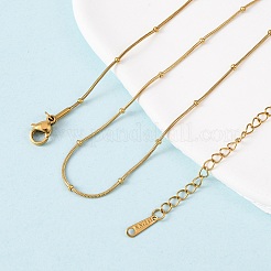 304 Stainless Steel Round Snake Chain Necklaces with Rondelle Beads&nbsp;NJEW-C103-01G