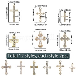 24Pcs 12 Styles Alloy Crystal Rhinestone Pendants&nbsp;FIND-SC0010-80
