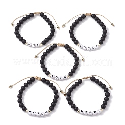5Pcs 5 Style Glass Round Beaded Braided Bead Bracelets Set&nbsp;BJEW-JB10014