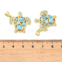 Brass Micro Pave Sky Blue Cubic Zirconia Pendants&nbsp;CU-CBA6938-05G-02