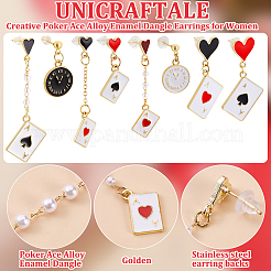 4 Pairs 4 Styles Creative Poker Ace Alloy Enamel Dangle Earrings for Women&nbsp;EJEW-UN0002-50