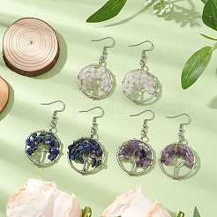 Natural Mixed Stone & Brass Dangle Earring&nbsp;EJEW-JE05981