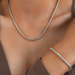 304 Stainless Steel Round Snake Chain Necklaces & Bracelets Sets for Men Women&nbsp;SJEW-F225-01P