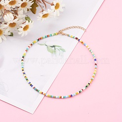 Mixed Styles Round Glass Seed Beaded Necklaces&nbsp;NJEW-JN03362