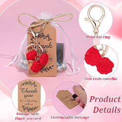 30Pcs Camellia Resin & Zinc Alloy Keychains&nbsp;KEYC-DR0001-24