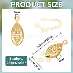 3 Colors 304 Stainless Steel Box Clasps&nbsp;STAS-BC0004-10