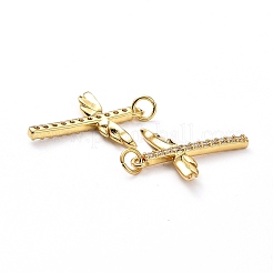 Brass Micro Pave Clear Cubic Zirconia Pendants&nbsp;LS-ZIRC-L100-102G
