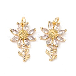 Brass Micro Pave Clear Cubic Zirconia Pendants&nbsp;KK-G415-42G