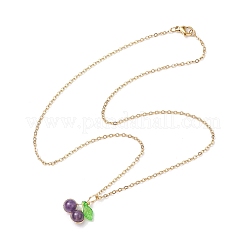 Natural Lapis Lazuli/Carnelian/Rose Quartz/Amethyst/Synthetic Moonstone Cherry Pendant Necklaces&nbsp;NJEW-JN05151