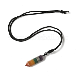 Chakra Double Terminal Pointed Bullet Shaped Stone Pendant Necklaces&nbsp;NJEW-Z060-01