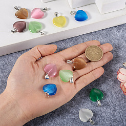 20Pcs 10 Colors Cat Eye Pendants&nbsp;G-CW0001-10
