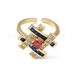 Cubic Zirconia Symbol # Open Cuff Ring&nbsp;RJEW-P046-01G-02