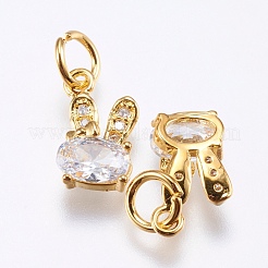Brass Micro Pave Cubic Zirconia Bunny Charms&nbsp;RB-I077-19G-RS