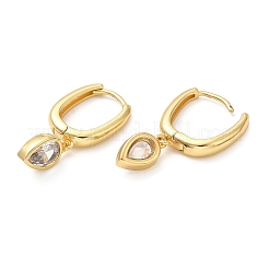 Cubic Zirconia Teardrop Dangle Hoop Earrings&nbsp;EJEW-Z019-05G
