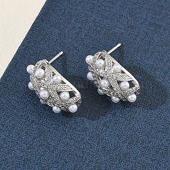 Brass Micro Pave Cubic Zirconia Stud Earrings for Women&nbsp;EJEW-A168-20P