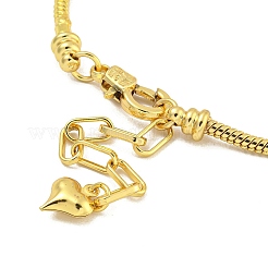 3mm Rack Plating Brass European Style Round Snake Chain Bracelets for Jewelry Making&nbsp;BJEW-B106-10G