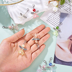 Angel Acrylic & Glass Beads Pendant Decorations&nbsp;HJEW-TAC0045