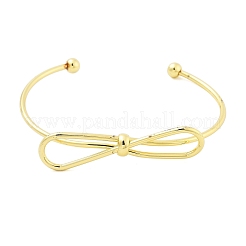 Brass Bowknot Cuff Bangles for Women&nbsp;BJEW-Z072-03G-05