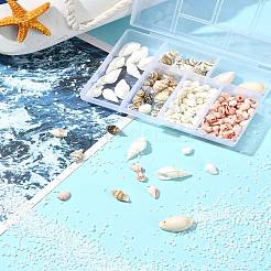 6 Styles Natural Cowrie Shell Pendants and Shell Beads Kits&nbsp;DIY-FS0006-94