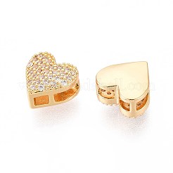 Brass Micro Pave Clear Cubic Zirconia Beads&nbsp;KK-T071-26G