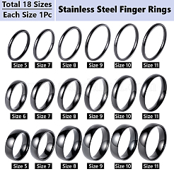 18Pcs 18 Styles Stainless Steel Finger Rings&nbsp;RJEW-SC0001-36EB