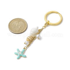 Alloy Enamel & Spiral Shell Pendant Keychains&nbsp;KEYC-JKC00681-02