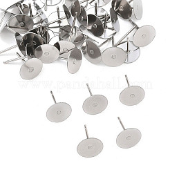 Tarnish Resistant 316 Surgical Stainless Steel Flat Round Blank Peg Stud Earring Settings&nbsp;X-STAS-R073-06A