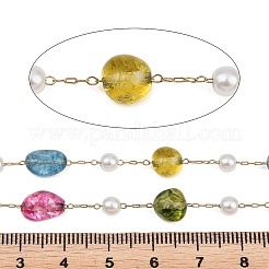 Glass Nuggets & 316 Stainless Steel Handmade Link Chains&nbsp;CHS-K021-14G-13