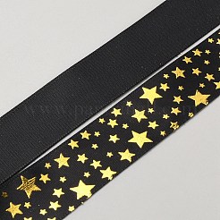 50 Yards Gold Stamping Star Polyester Ribbons&nbsp;OCOR-WH0091-26A