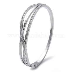 304 Stainless Steel Polymer Clay Rhinestone Hinged Bangles for Women&nbsp;BJEW-A011-16P