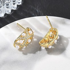 Brass Micro Pave Cubic Zirconia Stud Earrings for Women&nbsp;EJEW-A168-20G