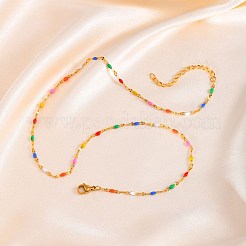 Stainless Steel Colorful Enamel Dapped Chain Necklaces for Women&nbsp;PW-WG600F4-01