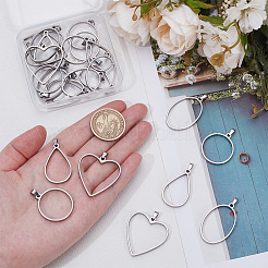 24Pcs 4 Style 304 Stainless Steel Open Back Bezel Pendants&nbsp;PALLOY-UN00029