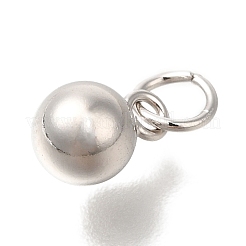 Rhodium Plated 925 Sterling Silver Round Charms&nbsp;STER-G043-08B-P
