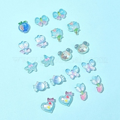 20Pcs 10 Styles Flower Transparent Epoxy Resin Decoden Cabochons&nbsp;RESI-FS0001-94