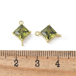 Brass Pave Cubic Zirconia Connector Charms&nbsp;KK-F892-53G-07