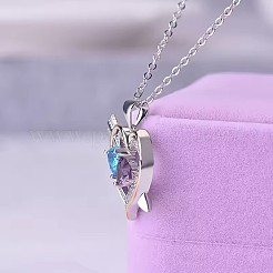 Alloy Rhinestone Heart Pendant Necklaces for Women&nbsp;WG114D4-01
