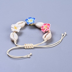 Adjustable Cowrie Shell Braided Bead Bracelets&nbsp;BJEW-JB04274