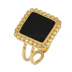 Square 304 Stainless Steel Enamel Finger Rings for Women&nbsp;RJEW-G355-06G
