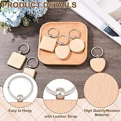 20Pcs 4 Styles Natural Wood Keychains&nbsp;HJEW-YW0001-10