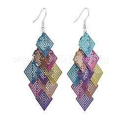 430 Stainless Steel Rhombus Dangle Earrings&nbsp;EJEW-A137-01P-03