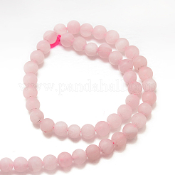 Frosted Natural Rose Quartz Bead Strands&nbsp;G-J120-30-4mm