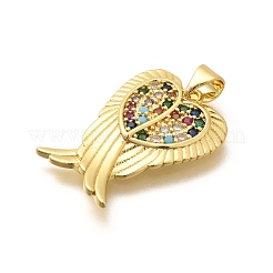 Rack Plating Brass Micro Pave Cubic Zirconia Pendants&nbsp;KK-L226-024G